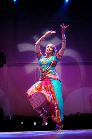 Photo for Bollywood actress and dancer-choreographer Hema Malini performs Bharatnatyam piece called Shiva Panchakshari at Indian Institute of Technology IIT college festival Mood Indigo; Bombay Mumbai ; Maharashtra ; India - Royalty Free Image