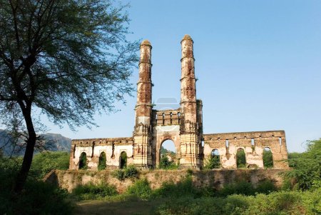 Foto de El Champaner Pavagadh, patrimonio mundial de la UNESCO; las excavaciones realizadas por la Universidad M S de Baroda entre 1970 y 1975 sacaron a la luz el Complejo Amir Manzil; Champaner; distrito de Panchmahals; estado de Gujarat; India; Asia - Imagen libre de derechos