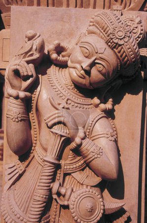 Sculpture in stone of gate keeper at Palitana Jain temples , Gujarat , India