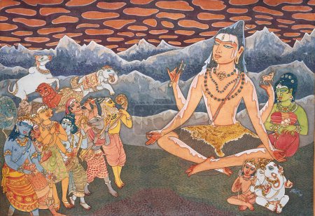 Foto de Artista S. Rajam, creencia hindú, hindú, hinduismo, arte, arte academia himalaya, shiva, dios supremo, ser cósmico, himalayas, vahanas, nandi, asvataman, vishnu, murugan, indra, shakti, saraswati, lakshmi, meditación, samadhi, iluminar - Imagen libre de derechos
