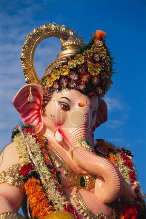 Ganesh ganpati Festival Elephant head Lord immersion visarjan close ups , girgaon , bombay mumbai , maharashtra , india