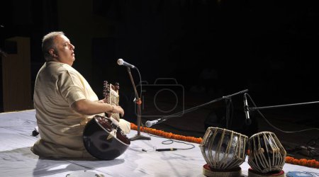 Photo for Classical Indian Musician Sitar Player Shujaat Husain Khan Mumbai Maharashtra India Asia - Royalty Free Image