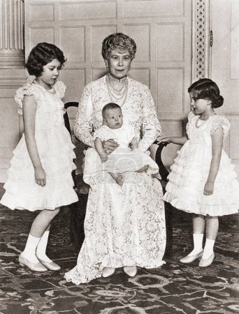Photo for Old vintage photo of Mary of Teck with grandchildren in 1936 - Royalty Free Image
