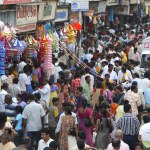 Crowd on road, Diwali shopping fever, Dadar market, Mumbai Bombay, Maharashtra, India  