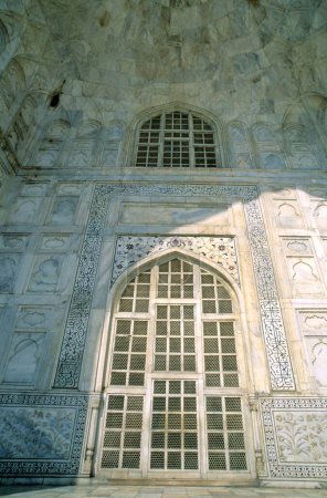 Art work in Taj mahal Seventh Wonder of The World ; Agra ; Uttar Pradesh ; India