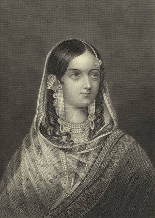Photo for Miniature Painting , Zeenat Mahal Begum or Queen of Delhi 1857 , North India - Royalty Free Image