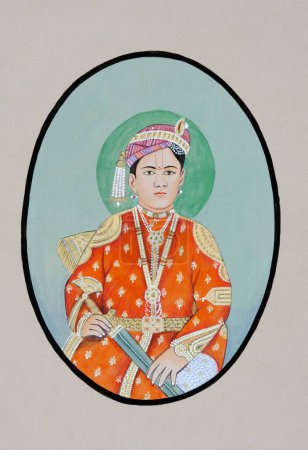 Téléchargez les photos : Peinture miniature de Maharaja Ganga Singh Bikaner 1887 - en image libre de droit