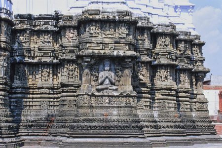 Schnitzereien am Shiva Tempel, Jyotirlinga, Aundha Nagnath, Hingoli, Maharashtra, Indien, Asien