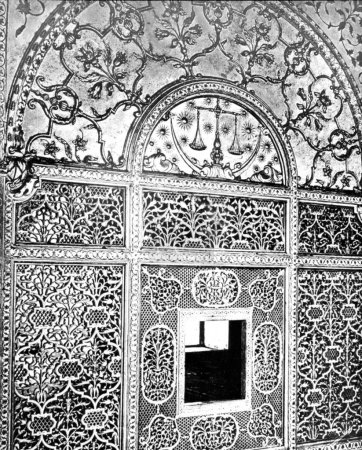 old vintage lantern slide of interior red fort, Delhi, India, Asia