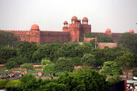 Photo for UNESCO World Heritage site the famous Delhi fort also known as Lal Qila  or Red Fort constructed in (1638-1648) used as palace by Mughal emperor Shah Jahan ; Delhi ; India - Royalty Free Image