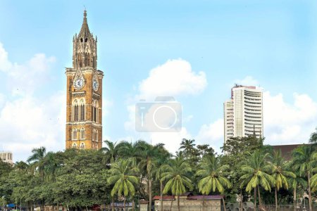 Torre del Reloj Rajabai y Bolsa de Bombay, Bombay, Mumbai, Maharashtra, India