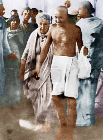 Foto de Mahatma Gandhi con Annie Besant, Madras, Tamil Nadu, India, Asia, septiembre de 1921 - Imagen libre de derechos