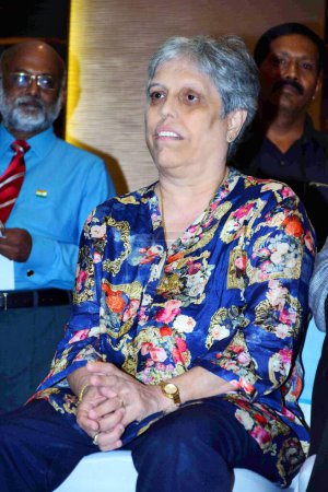 Foto de Diana Edulji, Diana Fram Edulji, jugador de cricket indio, Mumbai Cricket Association function, Mumbai, India, 24 de mayo de 2017 - Imagen libre de derechos