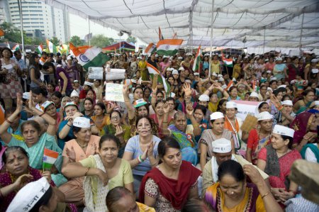 Photo for Anna Hazare ladies Supporters at ramlila maidan new delhi India Asia - Royalty Free Image
