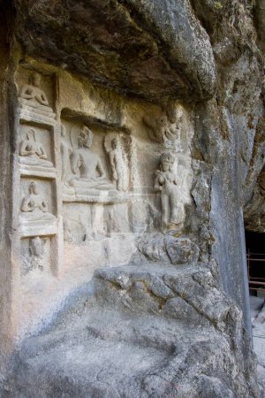 Statue ellora caves, aurangabad, maharashtra, india, asia