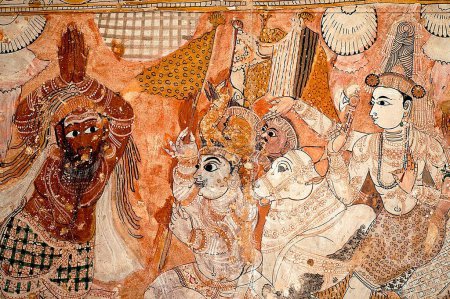 Wandmalereien im Veerabhadra-Tempel in Lepakshi, Andhra Pradesh, Indien