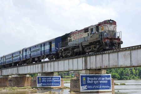 Photo for Railway running on river bridge ; Bihar ; India - Royalty Free Image
