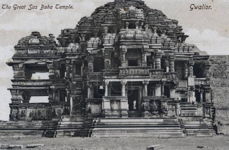 Antiguo Vintage 1900, Templo de Sas Bahu, Gwalior, Madhya Pradesh, India, Asia