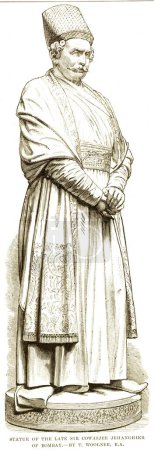 Foto de Retratos litográficos Estatua del difunto Sir Cowasjee Jehanghier de Bombay, Mumbai, Maharashtra, India ILN 19 July 1890, India - Imagen libre de derechos