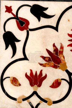 Floral patterns on Taj mahal ; Agra ; Uttar Pradesh ; India