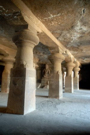 Pillars of Elephanta caves ; Maharashtra ; India