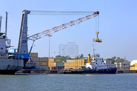 Photo for Containers handling yard , Cochin Kochi harbour , Kerala , India - Royalty Free Image