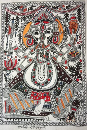 Foto de Madhubani Pintura de Ganesh ganpati Dios - Imagen libre de derechos
