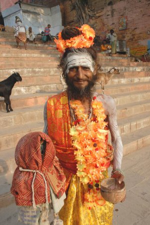 Photo for Sadhu maharaj at Prayag Ghat, Varanasi, Uttar Pradesh, India - Royalty Free Image