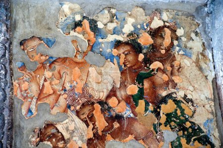 Téléchargez les photos : Peintures murales dans les grottes ajanta, Aurangabad, Maharashtra, Inde - en image libre de droit