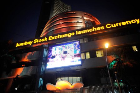 Photo for Bombay stock exchange bse launches currency showing on screen ; Bombay Mumbai ; Maharashtra ; India - Royalty Free Image