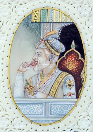 Foto de Pintura en miniatura del emperador mughal aurangzeb - Imagen libre de derechos