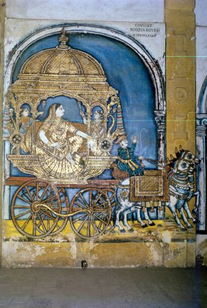 Téléchargez les photos : Peintures de Maratha dans le temple Brihadishwara, Thanjavur, Tanjore, Tamil Nadu, Inde - en image libre de droit