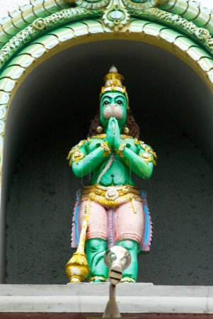Photo for Lord Hanuman ; monkey god Maruti in Namaskar pose ; stucco figure at entrance of Adi Shankaracharya Math ; Saras baug ; Pune ; Maharashtra ; India - Royalty Free Image
