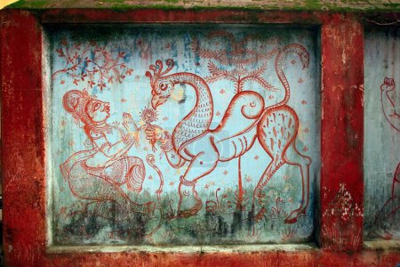 Photo for Wall painting ; Raghurajpur a art & craft village near Puri ; Orissa ; India - Royalty Free Image