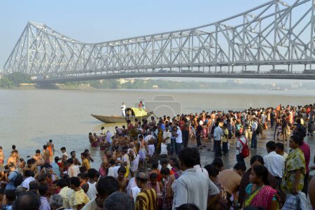 Photo for People Assembled Howrah Bridge Kolkata West Bengal India Asia - Royalty Free Image