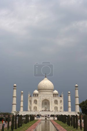 Photo for Taj Mahal Seventh Wonders of World on the south bank of Yamuna river , Agra , Uttar Pradesh , India UNESCO World Heritage Site - Royalty Free Image