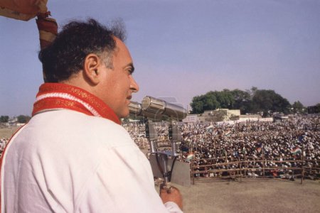 Photo for Late prime minister of India Mr. Rajiv Gandhi attending rally - Royalty Free Image