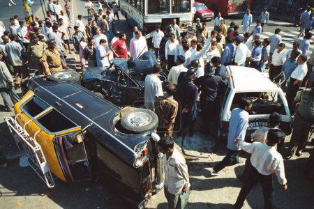 Photo for Road accident at King circle, Bombay Mumbai, Maharashtra, India - Royalty Free Image