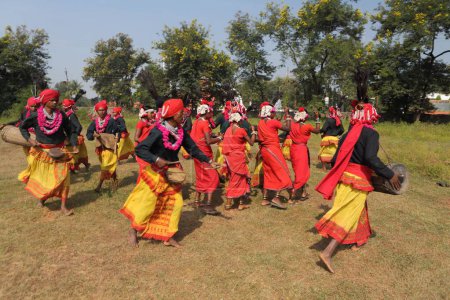 Téléchargez les photos : Mudia danseurs tribaux, jagdalpur, chhattisgarh, Inde, asie - en image libre de droit