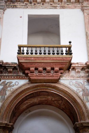 Téléchargez les photos : Balcon ; Eglise de Saint François d'Assise ; Construit en 1521 après JC ; Site du patrimoine mondial de l'UNESCO ; Old Goa ; Velha Goa ; Inde - en image libre de droit