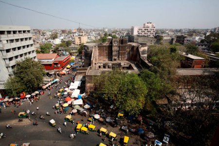 Photo for Aerial view of Bhadra fort in centre and markets around it ; Ahmedabad ; Gujarat ; India - Royalty Free Image