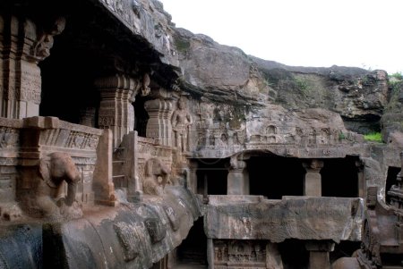 Exterior view of Ellora caves ; Aurangabad ; Maharashtra ; India