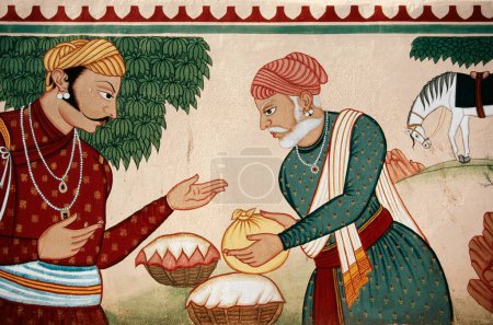 Foto de Pintura mural de negociación, jaipur, rajasthan, India - Imagen libre de derechos