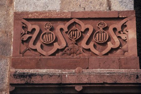 Geschnitzte religiöse Arbeit, Qila-i-Kuhna-Moschee, Purana Qila, Neu Delhi, Indien, Asien