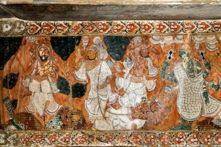 Foto de Murales en templo veerabhadra en, Lepakshi, Andhra Pradesh, India - Imagen libre de derechos