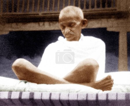 Photo for Indian freedom fighters, mahatma gandhi at prayer meeting, india, asia, 1929 - Royalty Free Image