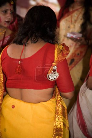 Photo for Women celebrating navaratri festival,  Bengali culture,  Calcutta  Kolkata, West Bengal, India - Royalty Free Image
