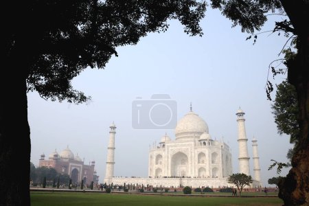 Front angle view of Taj Mahal ; Agra ; Uttar Pradesh ; India
