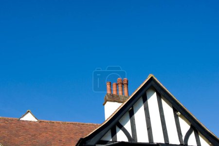 Rooftop of Tudor house with chimney, London, UK United Kingdom England  