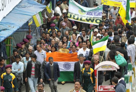 Téléchargez les photos : Mouvement pour la séparation, Darjeeling, Bengale occidental, Inde - en image libre de droit